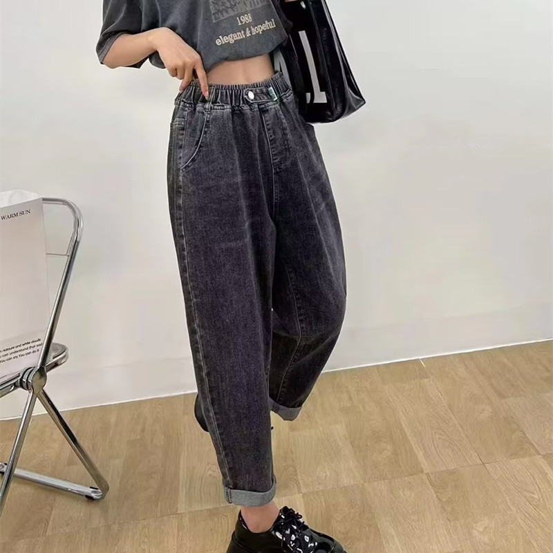 牛仔褲男女款高腰大碼鬆緊腰哈倫褲 牛仔褲男女款高腰大碼鬆緊腰哈倫褲