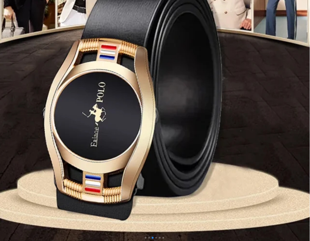 保羅牛皮自動扣高級皮帶